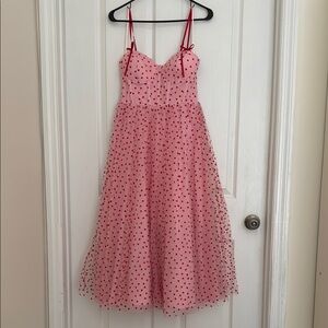 Francesca's Collections Pink and Red Heart Maxi Dress